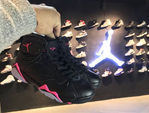 Women Air Jordan 7 GS Black-Hyper Pink Shoes - Click Image to Close